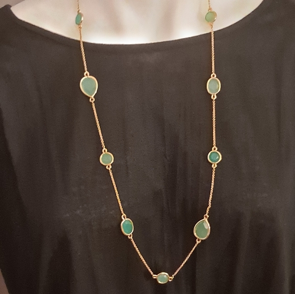 kate spade Jewelry - Kate Spade 24" Gold Necklace with Green Jade Shapes throughout. NWOT